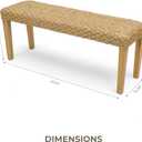 Outdoor Rattan Backless Bench with PE Wicker & Acacia Wood Frame, Natural, 46.5 inches x 13.7 inches x 19.3 inches