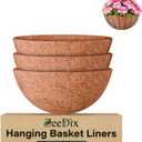 ZeeDix 3 Pack 10 Inch Coconut Liners for Planters, Round Hanging Basket Liners Natural Coco Coir Replacement Liner for Flowers Vegetables Patio Porch Garden Decor