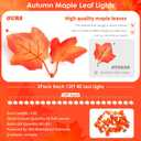 2 Pack Fall Lights - 26Ft 80LED Thanksgiving Decorations with 8 Lighting Modes & Timer - Enlarged Maple Leaves - Battery Operated Waterproof Lights for Indoor & Outdoor Autumn Decor