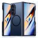 TORRAS Magnetic Shockproof for Samsung Galaxy Z Fold 7 Case with S Pen Holder & Screen Protector, Fit for MagSafe, Mil-Grade Hinge Protection, Translucent Slim Case for Samsung Z Fold 7, Black