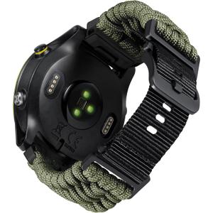 BINLUN Compatible with Garmin Watch Band 20mm 22mm 26mm, Heavy-Duty Braided 550 Paracord Nylon Sport Replacement Strap Design for Quickfit Fenix/Fit for Forerunner/for Instinct/for Quatix/for MARQ (Army green)