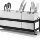 White Kitchen Utensil Holder Silverware Caddy for Party Countertop Silverware Holder 3pcs Bins Set Compact Versatile Utensil Caddy Metal Rack Utensils Holders for Kitchen Table Cabinet Spoon Fork