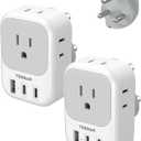 South Africa Plug Adapter 2 Pack, TESSAN Type M Adapter for South Africa with 4 Outlets 3 USB (2 USB-C), Type M Adaptor for US to Namibia Botswana India Nepal Mozambique Sri Lanka