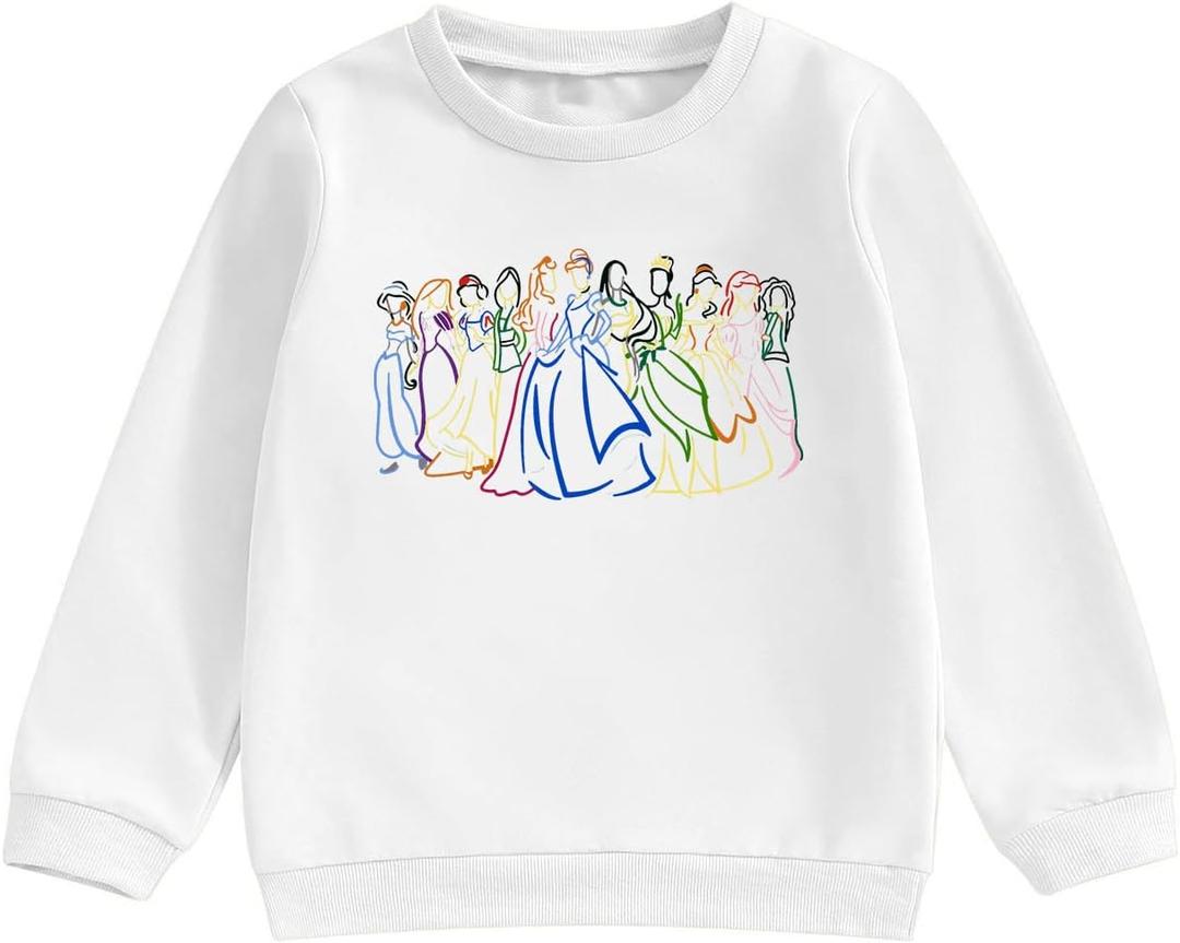 Princess Girls Sweatshirts Magical Long Sleeve Shirt Toddler Holiday Vacation Crewneck Pullover (4-5T, White)