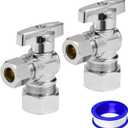 Heavy Duty Angle Stop Valve 1/2" Nom (5/8" OD) Comp x 3/8" OD Comp, 1/4-Turn OperationHigh quality lead-free brass (2PCS)