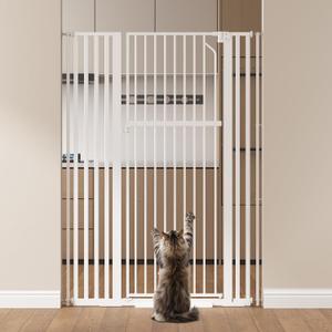 55.1" Extra Tall Pet Gate for Cat/Dog, Adjustable 29.9"-45.3" Wide Auto Close Tall Cat Gate, No Drilling Pressure Mount Kit, Dog Gate for Doorways, Hallways, Kitchen, White