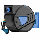 GardenJoy Retractable Garden Hose Reel 65 ft 5/8 in Heavy Duty with 180 Degree Swivel Wall Bracket 10-Pattern Sprayer Nozzle Any Length Lock Slow Return System Durable Outdoor Water Hose for Garden Lawn Cleaning
