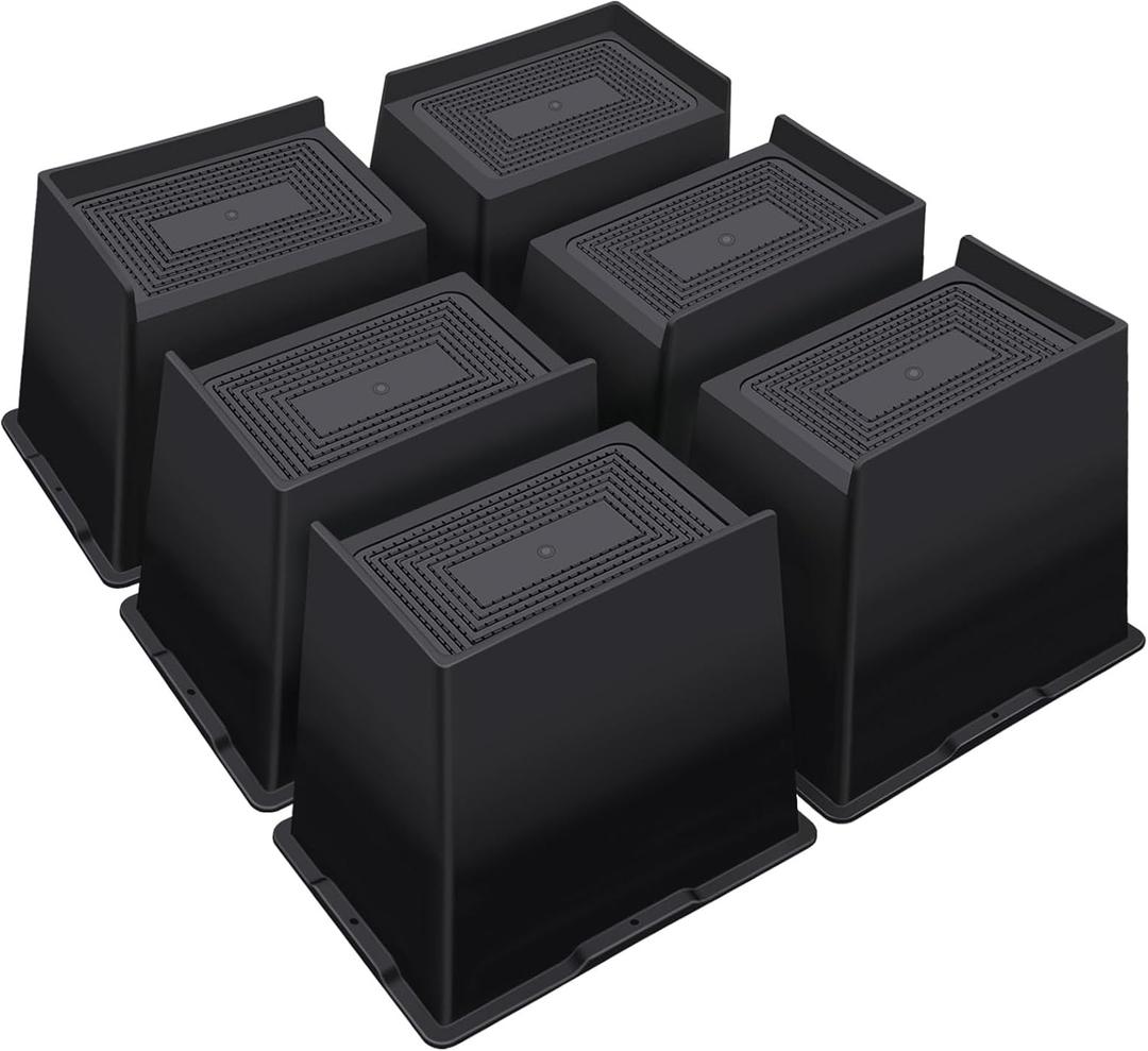 ANNKUT Bed Risers 6 Inch Heavy Duty,Oversized Couch Risers, Extra Wide Furniture Risers for Sofa Table Desk Headboard Chair Lifting,Rectangle Risering Blocks Support 6000 lbs(6 Pack Black)