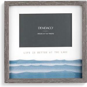 DEMDACO Life is Better at the Lake Blue 9.5 x 9.5 Wood Tabletop Picture Frame