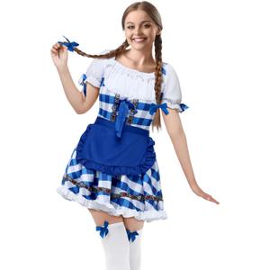SOMSOC Women's Oktoberfest Costume German Bavarian Costume Outfit Dirndl Dress Bow Hair Ties for Oktoberfest Halloween Party (Medium, Blue) SOMSOC Women's Oktoberfest Costume German Bavarian Costume Outfit Dirndl Dress Bow Hair Ties for Oktoberfest Halloween Party (Medium, Blue)