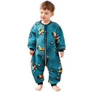 ZIGJOY Toddler Sleep Sack with Feet 1.5 Tog Sleeping Bag with Legs Wearable Blanket Toddler Cotton Footed Sleep Sack for Early Walkers, Excavator, 2T-3T, Medium