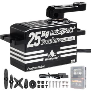 HobbyPark Low Profile Servo 0.05sec Fast High Speed Steering Servo Coreless 25kg fit 1/8 1/10 RC Touring Cars Race Drift for Tamiya XRAY Yokomo Team Associated Xpress Serpent Kyosho MST Mugen Infinity