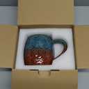 Handmade 22oz Ceramic Coffee Mug, Ergonomic Large Handle, Ideal Gift for Coffee Lovers, Microwave & Dishwasher Safe (Bas-Relief - Blue&Orange) Mothers Day Gift