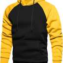TOLOER Pullover Hoodie Men Blend Fleece Long Sleeve Sweatshirt with Kangaroo Pockets (XX-Large, Black Yellow)