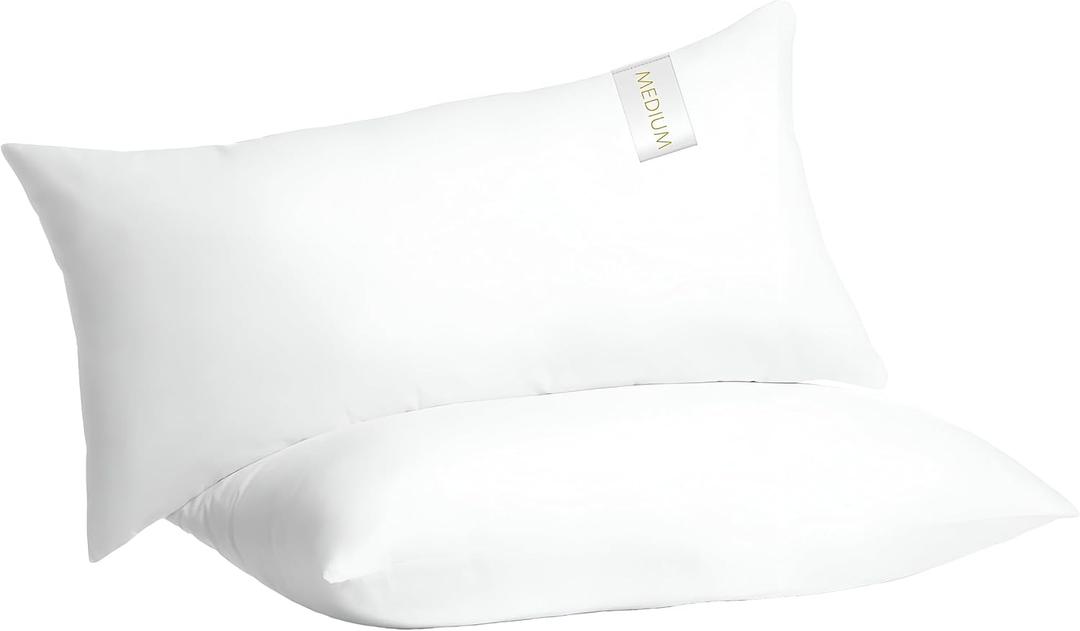 Digital Decor 100% Cotton Luxury Hotel Pillows Standard Size Set of 2, Cooling Hypoallergenic Down Alternative Bed Pillows for Sleeping, Medium Support for Side & Back Sleepers, Made in USA, 26" x 20"
