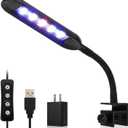 hygger 0.5-5 Gallon Nano Tank Mini Clip-on Aquarium Light with White Blue Red LEDs Fish Tank Lighting Built-in Timer 5 Brightness Levels 6W with USB Port (Include Power Adapter)