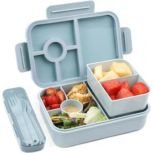 Bugucat Bento Lunch Box 1300ML,Bento Boxes with 4 Compartments Cutlery,Leak-Proof Lunchbox Snack Boxes for Kids Adult,Kids Lunch Box with Compartments for School Kindergarten Office