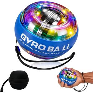 2026 New Auto-Start Power Gyro Ball, Hand Wrist Forearm Trainer and Strengthener, Torque Balls Hand Exerciser with Led Light (with Ball Bag)