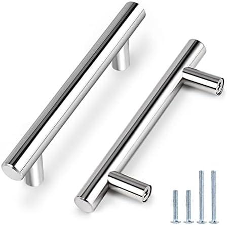 Probrico 5 Pack | 3-3/4 Inch Cabinet Pulls Polished Chrome Stainless Steel Kitchen Drawer Pulls, Chrome Kitchen Cabinet Handles 3.75 Inch Hole Center, 6 Inch Length