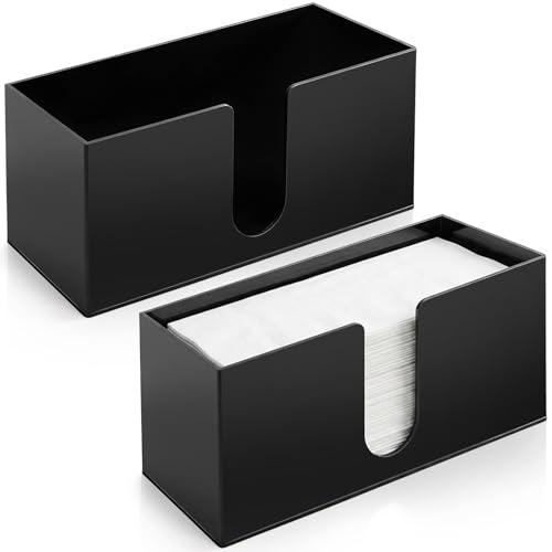 ZAVOOS 2 Pack Acrylic Paper Towel Holder, Black Countertop Napkin Dispenser for Z-fold C-fold Trifold, Multifold Hand Towel Storage Holder Organizer for Bathroom, Toilet, Kitchen