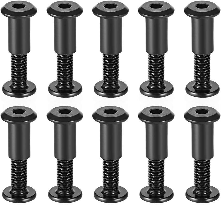 uxcell Screw Post Fit for 5/16"(8mm) Hole Dia, Male M6x20mm Binding Bolts Leather Fastener Carbon Steel Black 10 Sets