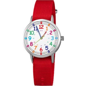 Kids Watch for Girls and Boys,for Children's Toddler Learning Time and Easy to Read Time, Analog Watch for Boys and Girls Ages3~11 (Red)