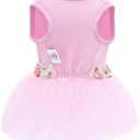CuteBone Pink Tulle Skirt Dog Wedding Bridesmaid Dress for Puppy with Lace Trim at Waist - Comfortable, Stylish, and Perfect for Special Occasions HBQ01M, Medium, Pink