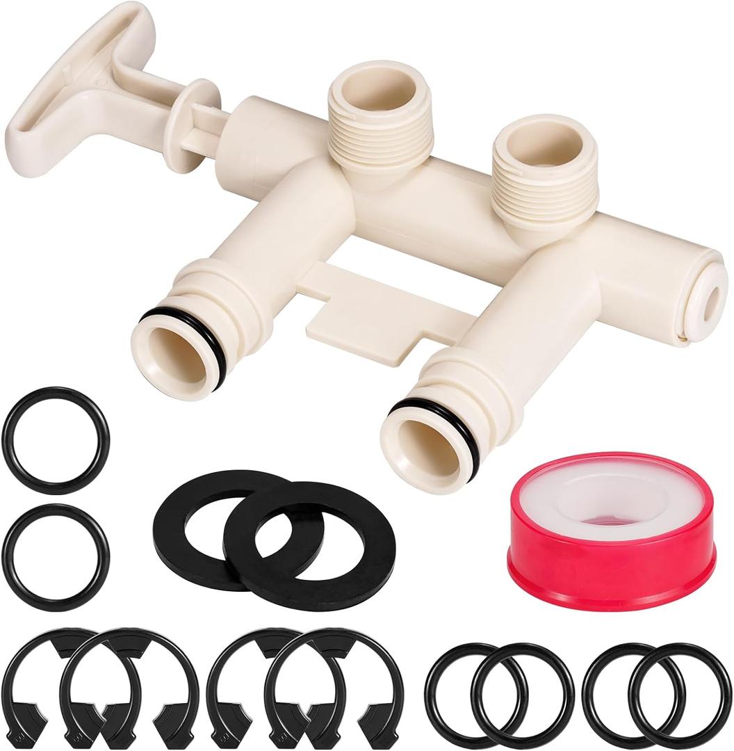 7129871 Water Softener Bypass Valve with Threaded Adapters, Water Softener Parts, Replaces WS15X10012, 3437, 3437299 and 42-3437, Compatible with Kenmore, GE, Whirlpool, Morton, NorthStar, EcoWater