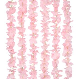 6 Pcs Wisteria Flower Garlands Pink Artificial Wisteria Hanging Flowers 6.7 Feet Silk Flowers Vines Hydrangea Garland for Backdrop Wedding Arch Party Outdoor Home Wall Garden Table Decor