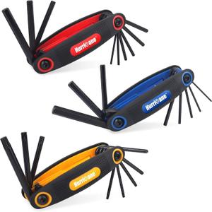 HURRICANE 25 Piece Folding Allen Wrench Set, SAE, Metric, Torx Set, Chrome Vanadium Steel, 3 Pack Portable Allen Key Set for Basic Home Repair and General Applications