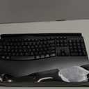 Wireless Keyboard and Mouse Combo, 2.4G Full Size Wave Keys Ergonomic Keyboard with Wrist Rest and 3-Level DPI Adjustable Wireless Ergonomic Mouse for Windows, Mac OS Desktop/Laptop/PC(Black)