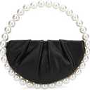 CARIEDO Pearl Soft Face Pleated Handbag Advanced Evening Bag Party Prom Bride Purse Phone Clutch Purse
