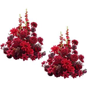 2pcs 19inch Red Free Standing Flowers Ball Bouquet Artificial Rose Arrangements Balls for Wedding Centerpieces Tables Chair Aisle Runner Flowers Decorations