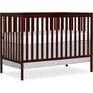 Dream On Me Synergy 5-in-1 Convertible Full-Size Baby Crib with Toddler, Day & Full Bed Conversion (Buy Rails Separately), Espresso, GreenGuard Gold & JPMA, 4 Mattress Heights, Sustainable Pinewood