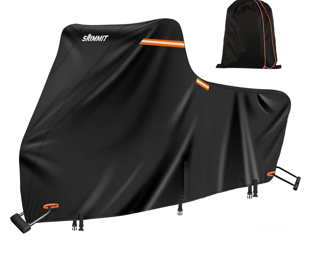 Motorcycle Cover Heavy Duty, 420D Motorcycle Cover Waterproof Outdoor with Nano Coating, 5 Reflective Strips and Air Vents, Dirtbike Cover (Black 3XL)