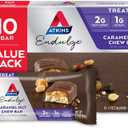 Atkins Endulge Caramel Nut Chew Bar, Low Sugar Snack, Dessert Bar, High Fiber Bar 1g Sugar, 10 Count Exp: 04/07/2026
