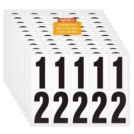3 Inch Adhesive Numbers for Mailbox, Vinyl Reflective Stickers, Self-Adhesive Decals, Pre-Spaced Signs for Outside, House, Trash Cans, Cars, Door (300 Numbers)