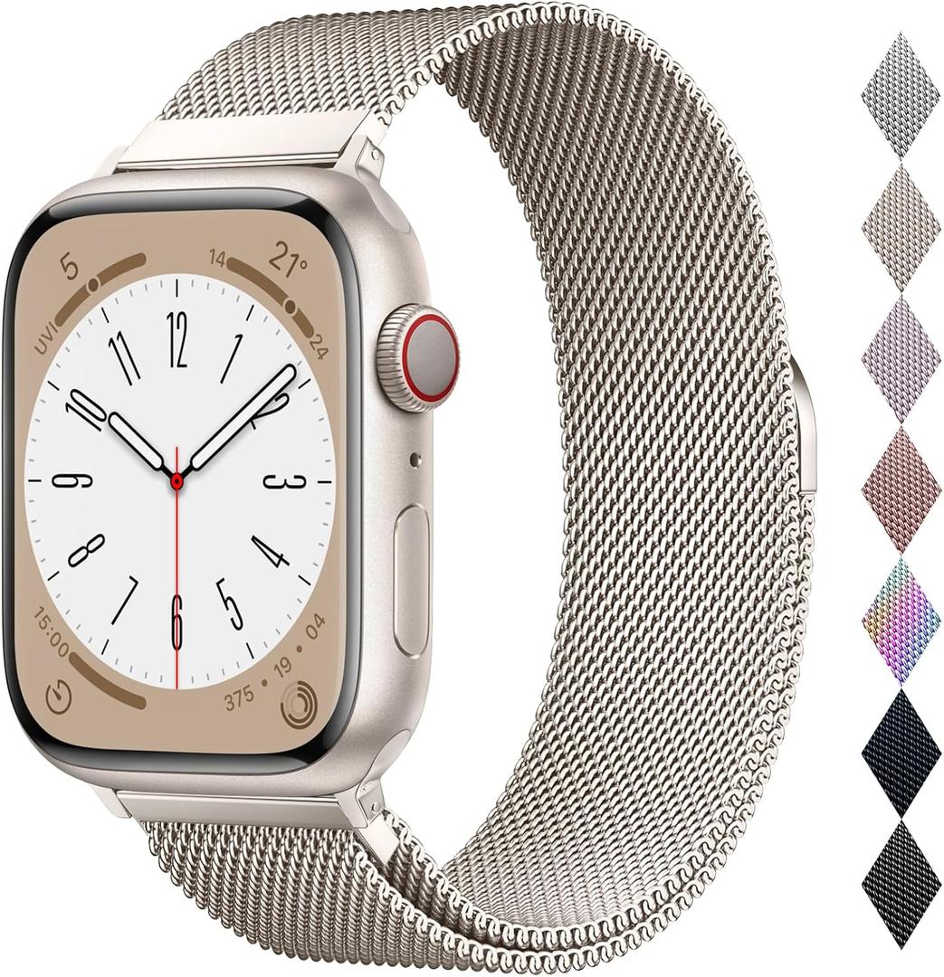 Milanese Loop Compatible with Apple Watch Band for women 40mm 41mm 38mm 42mm, Stainless Steel Magnetic Mesh Strap work on iWatch Series10 9 8 7 6 5 4 3 2 1 SE