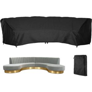 Curved Sofa Cover Waterproof Sectional Couch Cover Outdoor Furniture Cover Half Moon Sofa Set Protector with Windproof Elastic Cord for Patio Garden Lawn