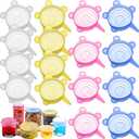 Patelai 16 Pack Silicone Jar Covers Same Size Silicone Jar Cap Stretch Lids Thicker Reusable Container Cover, Expandable Food Storage Covers Dishwasher and Freezer Safe 2.6-3.3 Inch(Multicolor)