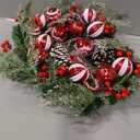 Christmas Wreaths for Front Door, 20" Artificial Winter Wreaths for Indoor Outdoor Decor, Light up Christmas Decorations Door Wreath with Red Candy Cane Berry Flowers Ball Pine Cones for Xmas