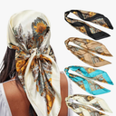 AWAYTR 35” Satin Large Square Head Scarves - 4PCS Silk Like Neck Scarf Hair Sleeping Wraps Satin Silk Scarfs for Women