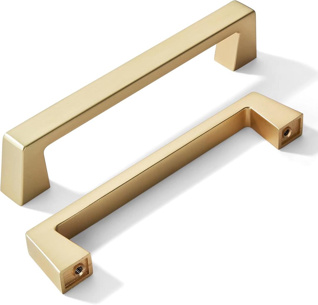 khtumeware 10 Pack 5 Inch(128mm) Kitchen Cabinet Handles Brushed Gold,Brushed Brass Cabinet Pulls Kitchen Cabinet Hardware, Furniture Pulls for Bathroom Cupboard Drawer Handles Dresser Pulls