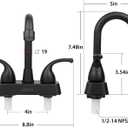 RV Bathroom Sink Faucet, 4 inch RV Bathroom Faucet Replacement for Campers, Motorhome, Travel Trailer, Boat, with Classical Lever Handles and 6-inch High Spout,Non-Metallic (Black)