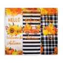 Fall Chair Covers Set of Thanksgiving Dining Protector Stretch Removable Washable Autumn Pumpkin Sunflower Maple Leaves Slipcovers for Dining Hotel Party Wedding, 6 Pieces