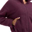 PINKMSTYLE Women Zip Up Fleece Sherpa Jacket Coat - Winter Warm Trendy Cropped Sweatshirt for Casual,Workout (Red, L)