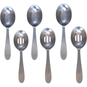 Darware Portion Control Serving Spoons Set (6pc)  Stainless Steel 1/4, 1/3, 1/2 Cup Sizes  Solid & Slotted Kitchen Utensils for Meal Prep, Cooking & Healthy Eating