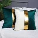 Teal Beige Gold Leather Patchwork Velvet Throw Pillow Cover 20x20 Set of 2 Luxury Modern Home Decor Cushion Cover Decorative Pillow for Couch Living Room Bedroom Car (Teal, 20x20)