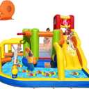 Umbalir Inflatable Obstacle Bounce House, Kids Bounce House Water Park with Water Slides, Surprise Dump Bucket, Obstacles,Jumping, Tunnels, Climbing,Water Cannon, and Ball Shooting Frame, 11' x 11.17' x 7.25'