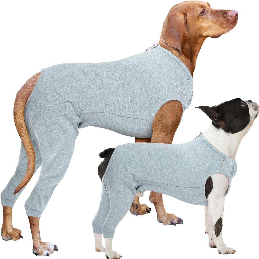 Nanaki Dog Surgery Suit Female Spay, Leg Sleeves for Dog Rear Legs, Doggy Onesie for Surgery Female, Doggy Recovery Suit Male Abdomen, Pet Wound Care Heal Protector, Surgical Suits for Pet Spay (S(Back:11.8", Weight:4-9Ib), Gray)